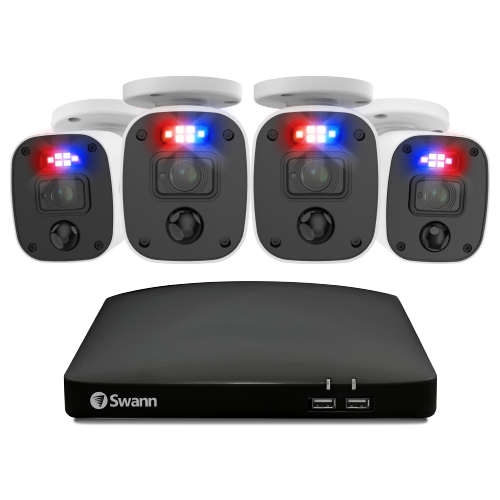Home 4 Camera 8 Channel 2K DVR 256GB SD Card Security System with Mic